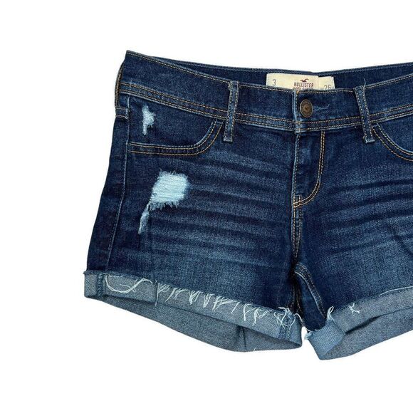 Hollister‎ Women's Dark Wash Denim Midi Shorts - Picture 4 of 11